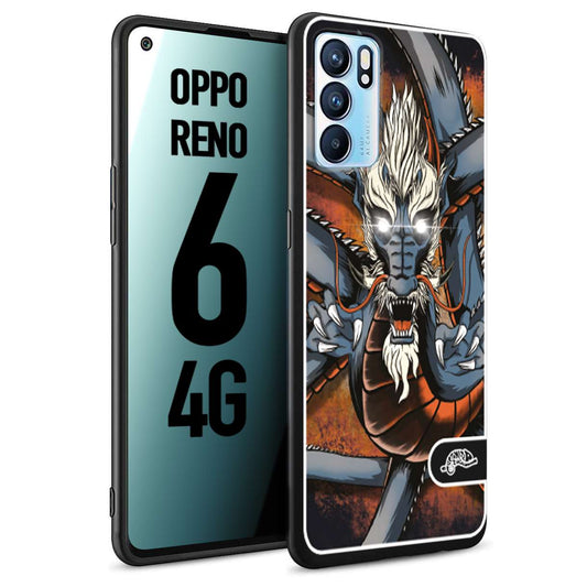 CUSTOMIZZA - Custodia cover nera morbida in tpu compatibile per Oppo Reno 6 4G drago giapponese tattoo japan dragon