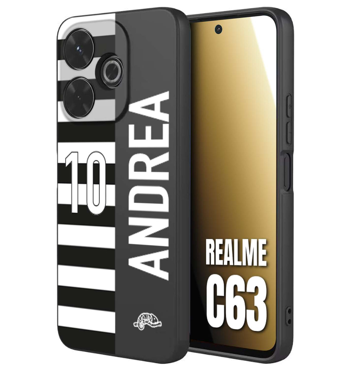 CUSTOMIZZA - Custodia cover nera morbida in tpu compatibile per Realme C63 personalizzata calcio football nome e numero calciatori bianconera