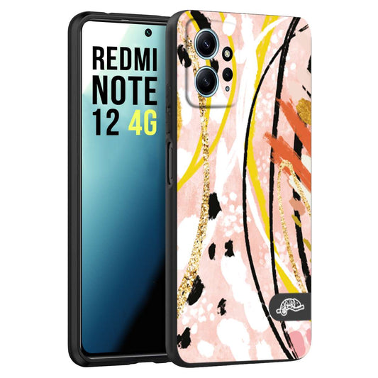 CUSTOMIZZA - Custodia cover nera morbida in tpu compatibile per Xiaomi Redmi Note 12 4G fiori astratti donna zebrato leopardato fantasia dorata gialla rosa colorata