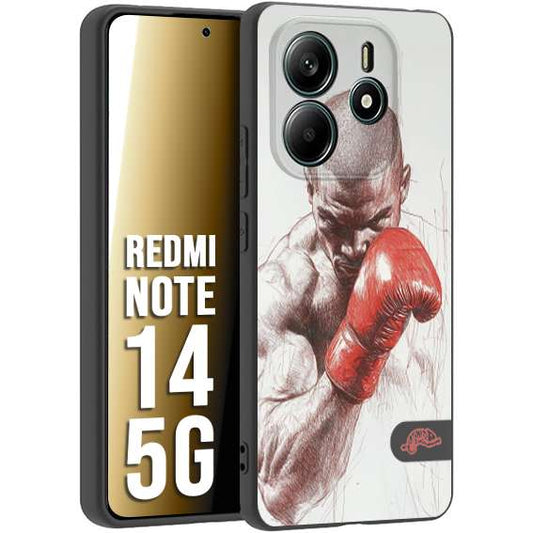 CUSTOMIZZA - Custodia cover nera morbida in tpu compatibile per Xiaomi Redmi Note 14 5G pugilato pugili disegno tattoo guantoni box sport primo piano