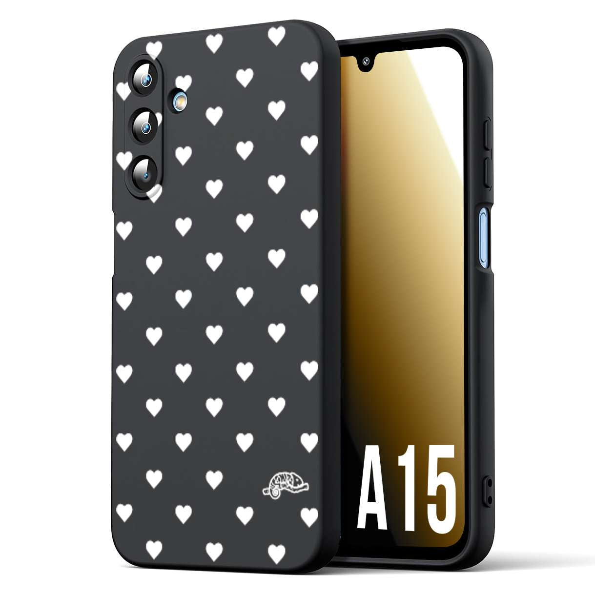 CUSTOMIZZA - Custodia cover nera morbida in tpu compatibile per Samsung A15 5G cuori pois bianchi donna pin up vintage