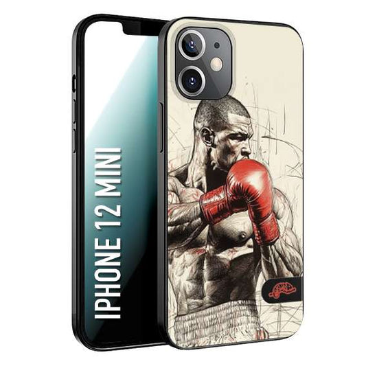 CUSTOMIZZA - Custodia cover nera morbida in tpu compatibile per iPhone 12 MINI pugilato pugili disegno tattoo guantoni box sport ring