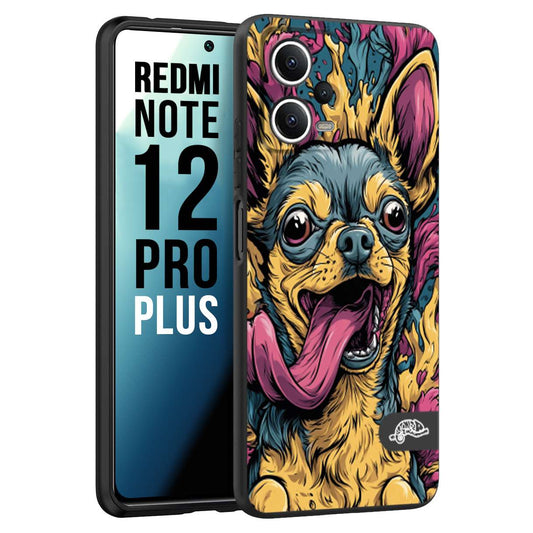 CUSTOMIZZA - Custodia cover nera morbida in tpu compatibile per Xiaomi Redmi Note 12 PRO PLUS Chihuahua illustrazione cane pop art cane street art cartone animato
