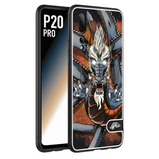 CUSTOMIZZA - Custodia cover nera morbida in tpu compatibile per Huawei P20 PRO drago giapponese tattoo japan dragon