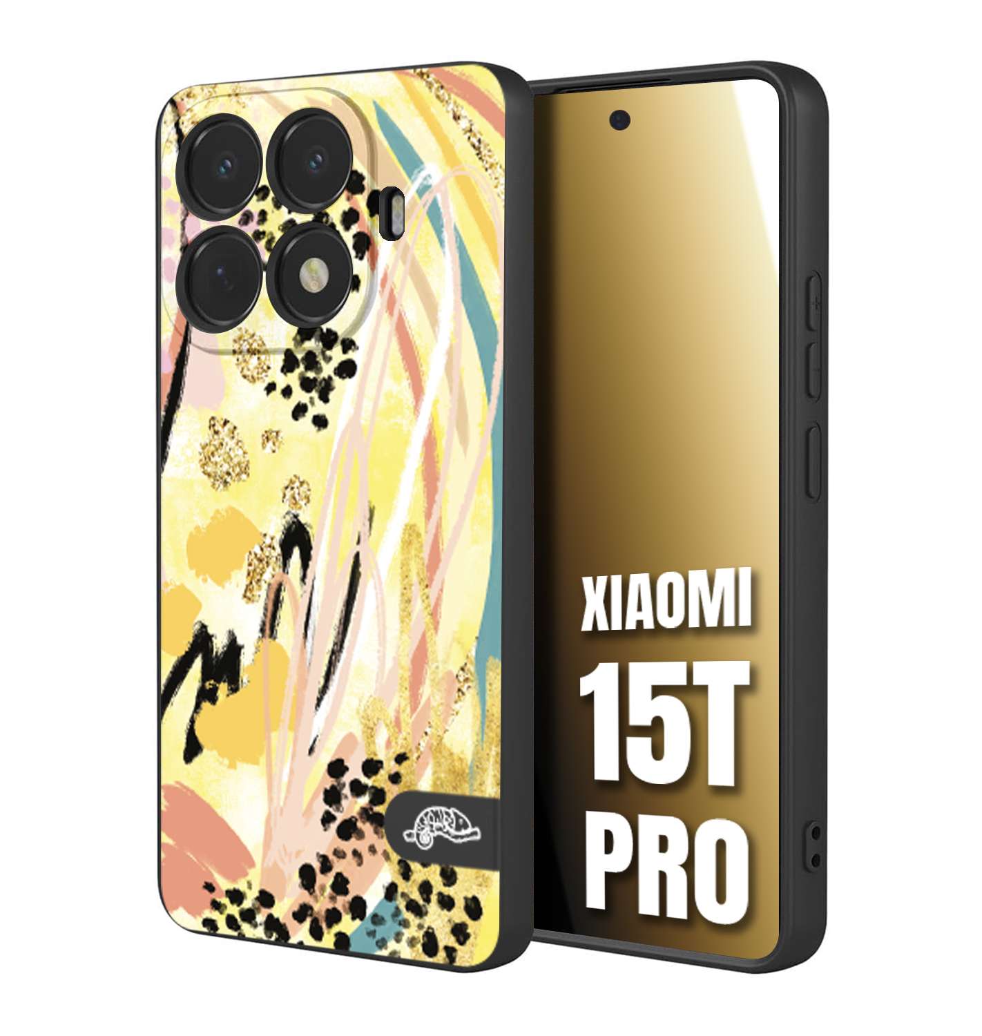 CUSTOMIZZA - Custodia cover nera morbida in tpu compatibile per Xiaomi 15T PRO astratti donna flower fantasia estate gialla rosa leopardata