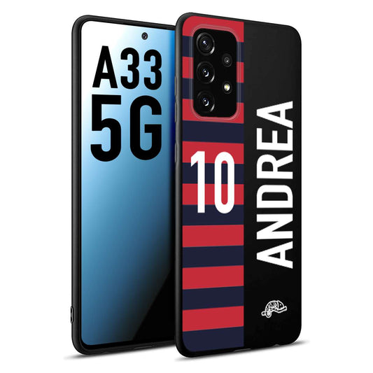 CUSTOMIZZA - Custodia cover nera morbida in tpu compatibile per Samsung A33 5G personalizzata calcio football nome e numero calciatori rossoblu