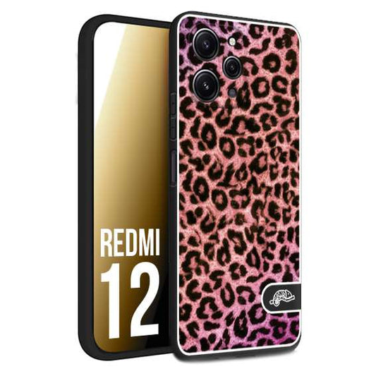 CUSTOMIZZA - Custodia cover nera morbida in tpu compatibile per Xiaomi Redmi 12 leopardato maculato donna rosa leopard