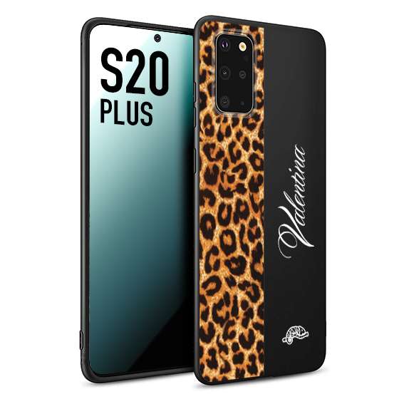 CUSTOMIZZA - Custodia cover nera morbida in tpu compatibile per Samsung S20 PLUS custom nome scritta leopardato maculato donna marrone leopard