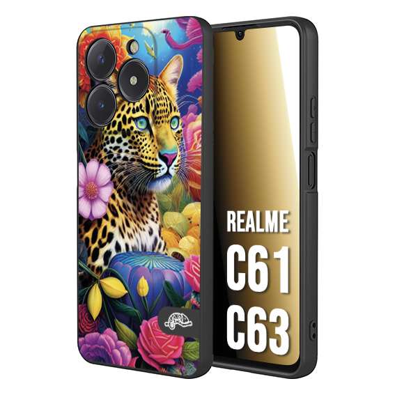 CUSTOMIZZA - Custodia cover nera morbida in tpu compatibile per Oppo C61 - C63 astratti donna flower fantasia leopardo ghepardo animali colorati