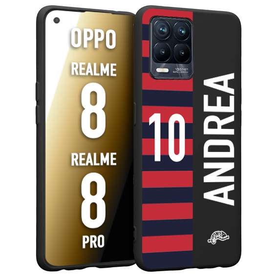 CUSTOMIZZA - Custodia cover nera morbida in tpu compatibile per Oppo Realme 8 - 8 PRO personalizzata calcio football nome e numero calciatori rossoblu