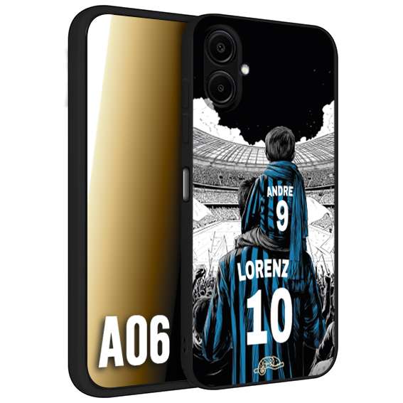 CUSTOMIZZA - Custodia cover nera morbida in tpu compatibile per Samsung A06 personalizzata calcio football padre e figlio calciatori nerazzurra