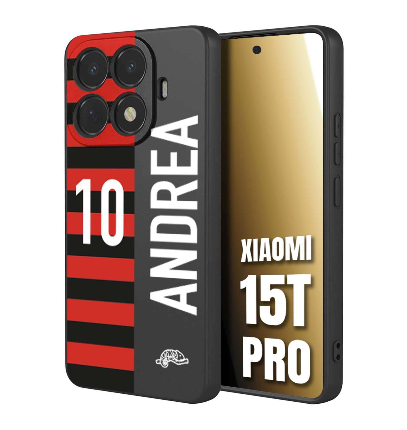 CUSTOMIZZA - Custodia cover nera morbida in tpu compatibile per Xiaomi 15T PRO personalizzata calcio football nome e numero calciatori rossonera