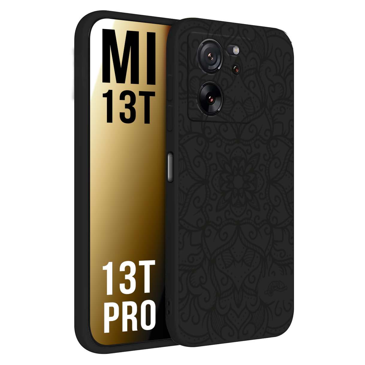 CUSTOMIZZA - Custodia cover nera morbida in tpu compatibile per Xiaomi 13T - 13T PRO mandala nero fiore vedo non vedo donna