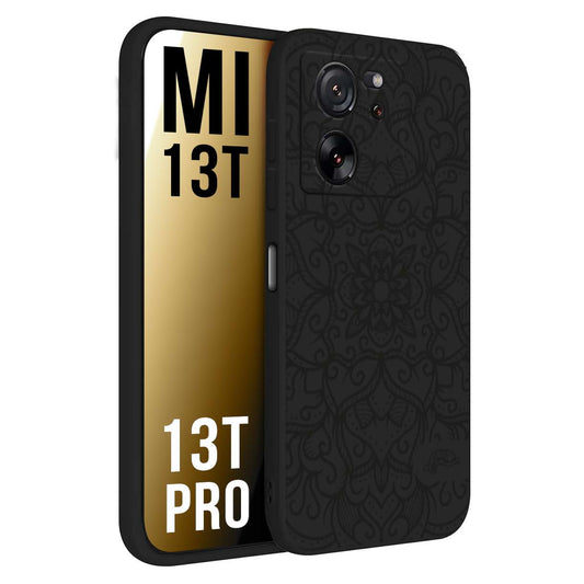 CUSTOMIZZA - Custodia cover nera morbida in tpu compatibile per Xiaomi 13T - 13T PRO mandala nero fiore vedo non vedo donna