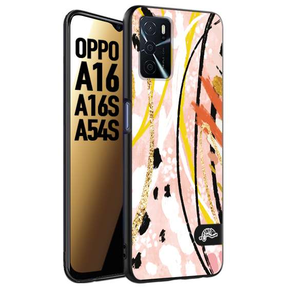 CUSTOMIZZA - Custodia cover nera morbida in tpu compatibile per Oppo A16 - A16S - A54S fiori astratti donna zebrato leopardato fantasia dorata gialla rosa colorata