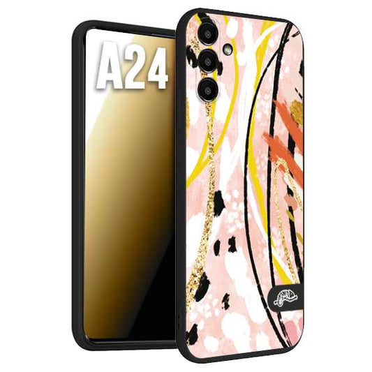 CUSTOMIZZA - Custodia cover nera morbida in tpu compatibile per Samsung A24 fiori astratti donna zebrato leopardato fantasia dorata gialla rosa colorata