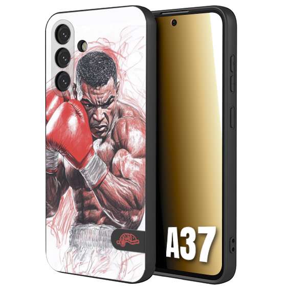 CUSTOMIZZA - Custodia cover nera morbida in tpu compatibile per Samsung A37 pugilato pugili disegno tattoo guantoni boxer pesi massimi iron mike