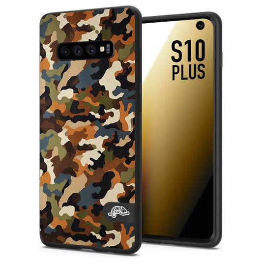 CUSTOMIZZA - Custodia cover nera morbida in tpu compatibile per Samsung S10 PLUS camouflage mimetico militare moderno blu marrone beige