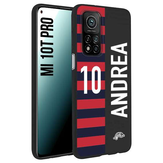 CUSTOMIZZA - Custodia cover nera morbida in tpu compatibile per Xiaomi Mi 10T PRO personalizzata calcio football nome e numero calciatori rossoblu