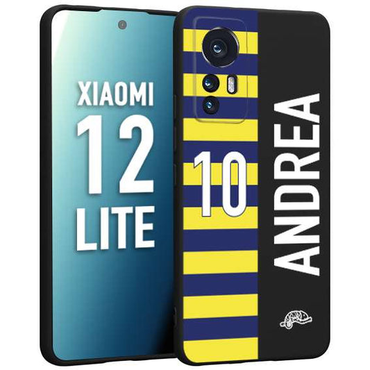 CUSTOMIZZA - Custodia cover nera morbida in tpu compatibile per Xiaomi 12 LITE personalizzata calcio football nome e numero calciatori giallo blu