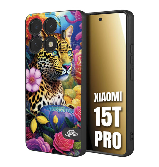 CUSTOMIZZA - Custodia cover nera morbida in tpu compatibile per Xiaomi 15T PRO astratti donna flower fantasia leopardo ghepardo animali colorati