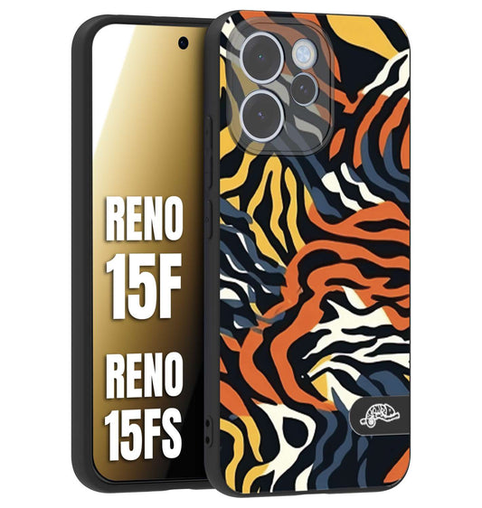 CUSTOMIZZA - Custodia cover nera morbida in tpu compatibile per Oppo Reno 15 F - Reno 15 FS leopardato maculato tigrato tiger colorata gialla blu arancio