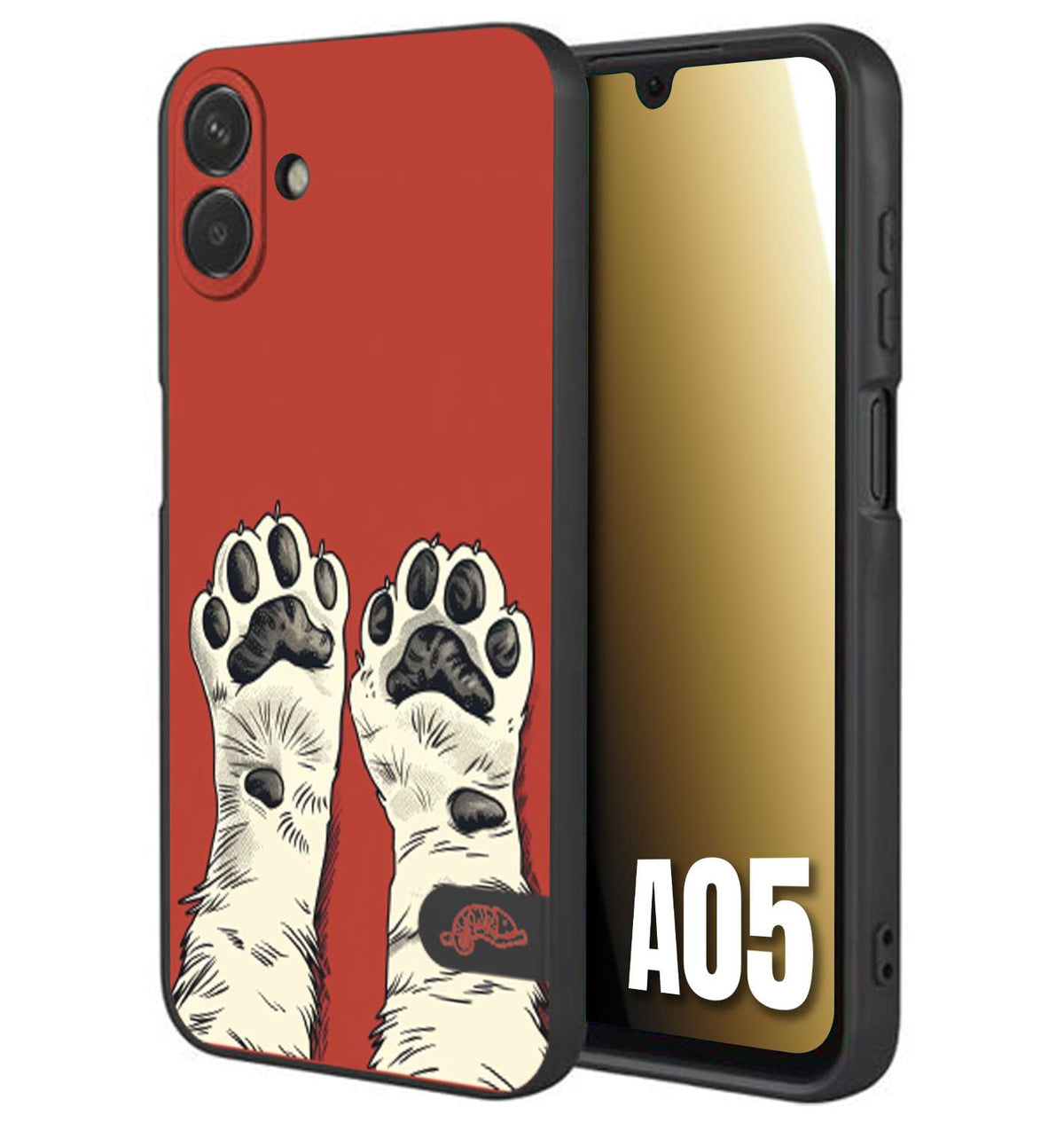 CUSTOMIZZA - Custodia cover nera morbida in tpu compatibile per Samsung A05 zampe di gatto cat paws rossa red disegnata fumetto cartoon