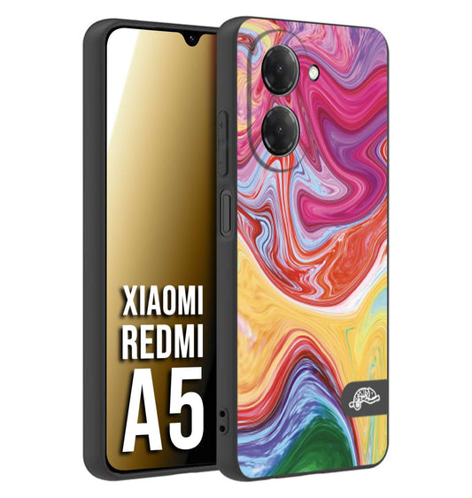 CUSTOMIZZA - Custodia cover nera morbida in tpu compatibile per Xiaomi Redmi A5 colorata fantasia vortice marmo onde verde fucsia gialla