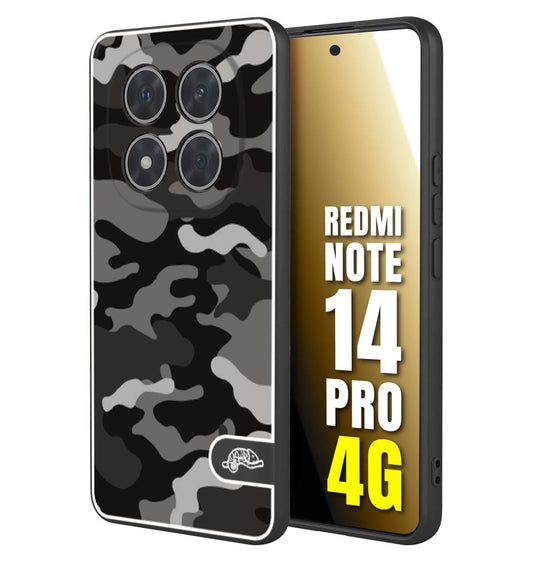 CUSTOMIZZA - Custodia cover nera morbida in tpu compatibile per Xiaomi Redmi Note 14 PRO 4G camouflage mimetico militare nero black grigio