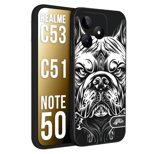 CUSTOMIZZA - Custodia cover nera morbida in tpu compatibile per Oppo Reno 11 F 5G bulldog bianco a rilievo disegnato tattoo tatuaggio