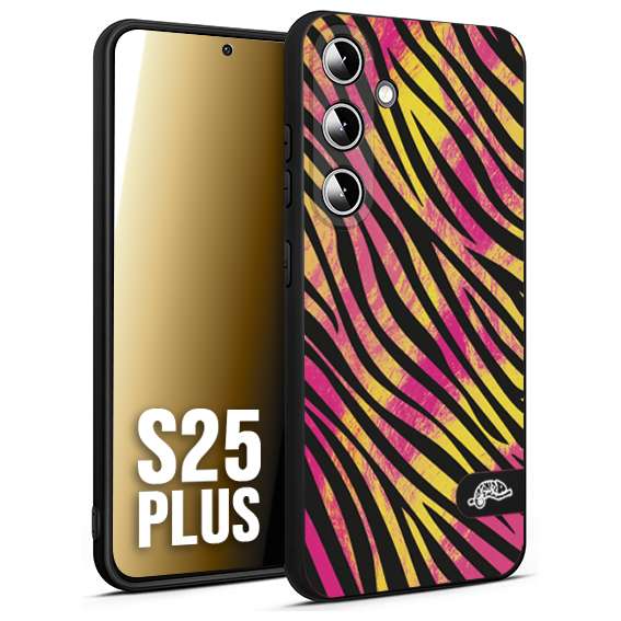 CUSTOMIZZA - Custodia cover nera morbida in tpu compatibile per Samsung S25 PLUS zebrata maculata a rilievo soft touch donna fucsia gialla