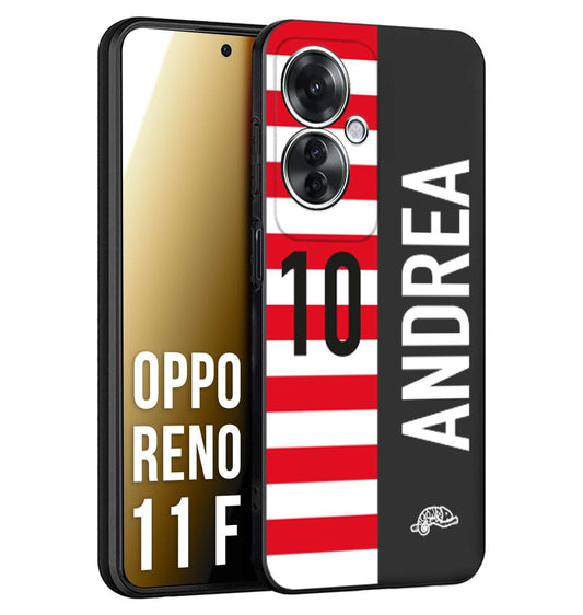 CUSTOMIZZA - Custodia cover nera morbida in tpu compatibile per Oppo Reno 11 F 5G personalizzata calcio football nome e numero calciatori bianco rossa