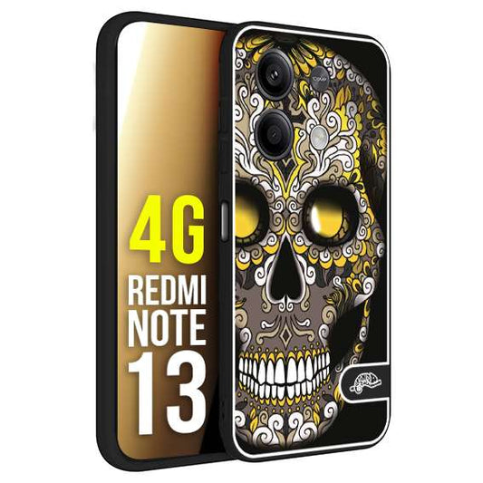 CUSTOMIZZA - Custodia cover nera morbida in tpu compatibile per Xiaomi Redmi Note 13 4G effetto marmo marble verde green venature dorato pietra