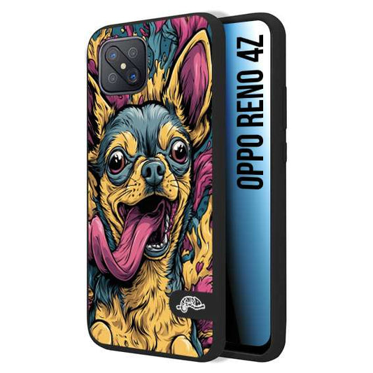 CUSTOMIZZA - Custodia cover nera morbida in tpu compatibile per Oppo Reno 4Z Chihuahua illustrazione cane pop art cane street art cartone animato