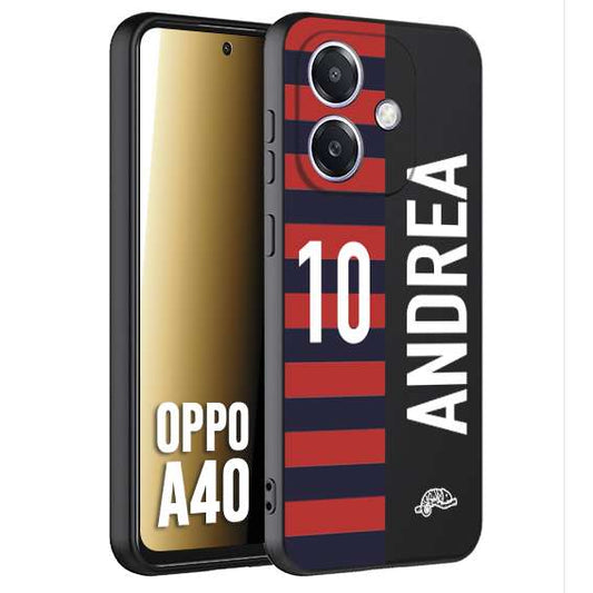 CUSTOMIZZA - Custodia cover nera morbida in tpu compatibile per Oppo A40 personalizzata calcio football nome e numero calciatori rossoblu