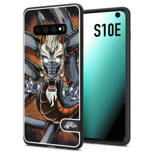 CUSTOMIZZA - Custodia cover nera morbida in tpu compatibile per Samsung S10E drago giapponese tattoo japan dragon