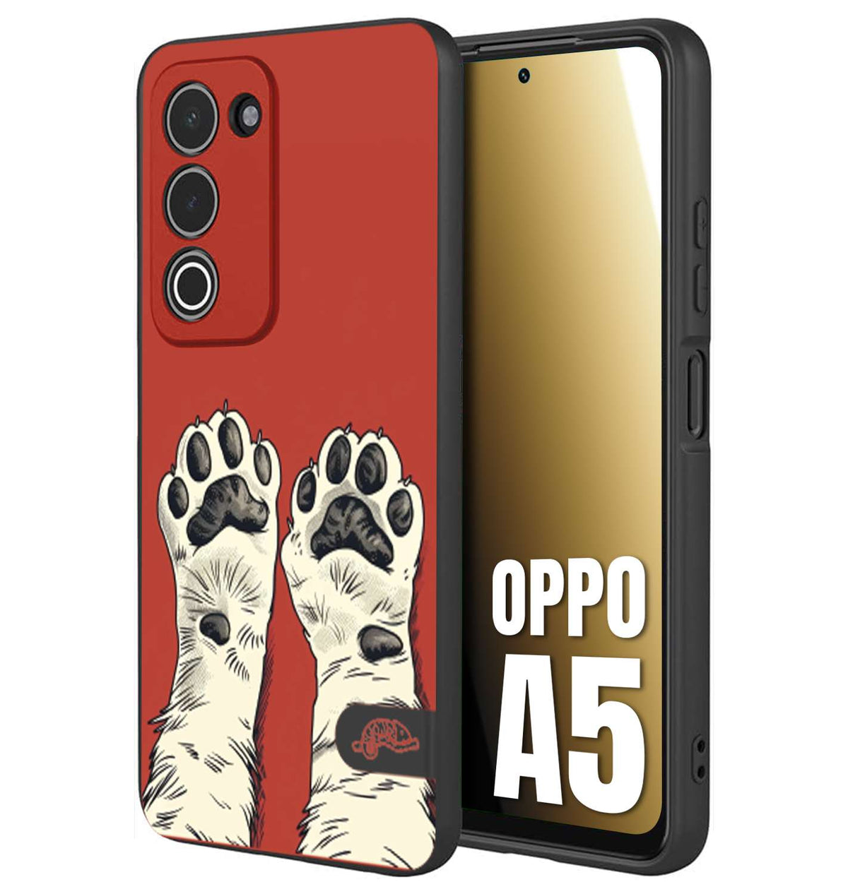 CUSTOMIZZA - Custodia cover nera morbida in tpu compatibile per Oppo A5 zampe di gatto cat paws rossa red disegnata fumetto cartoon