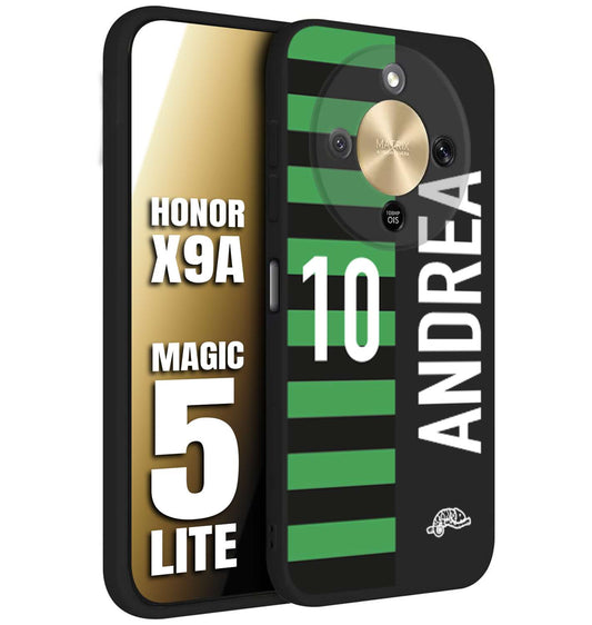 CUSTOMIZZA - Custodia cover nera morbida in tpu compatibile per Honor X9A - Honor Magic 5 Lite personalizzata calcio football nome e numero calciatori neroverde