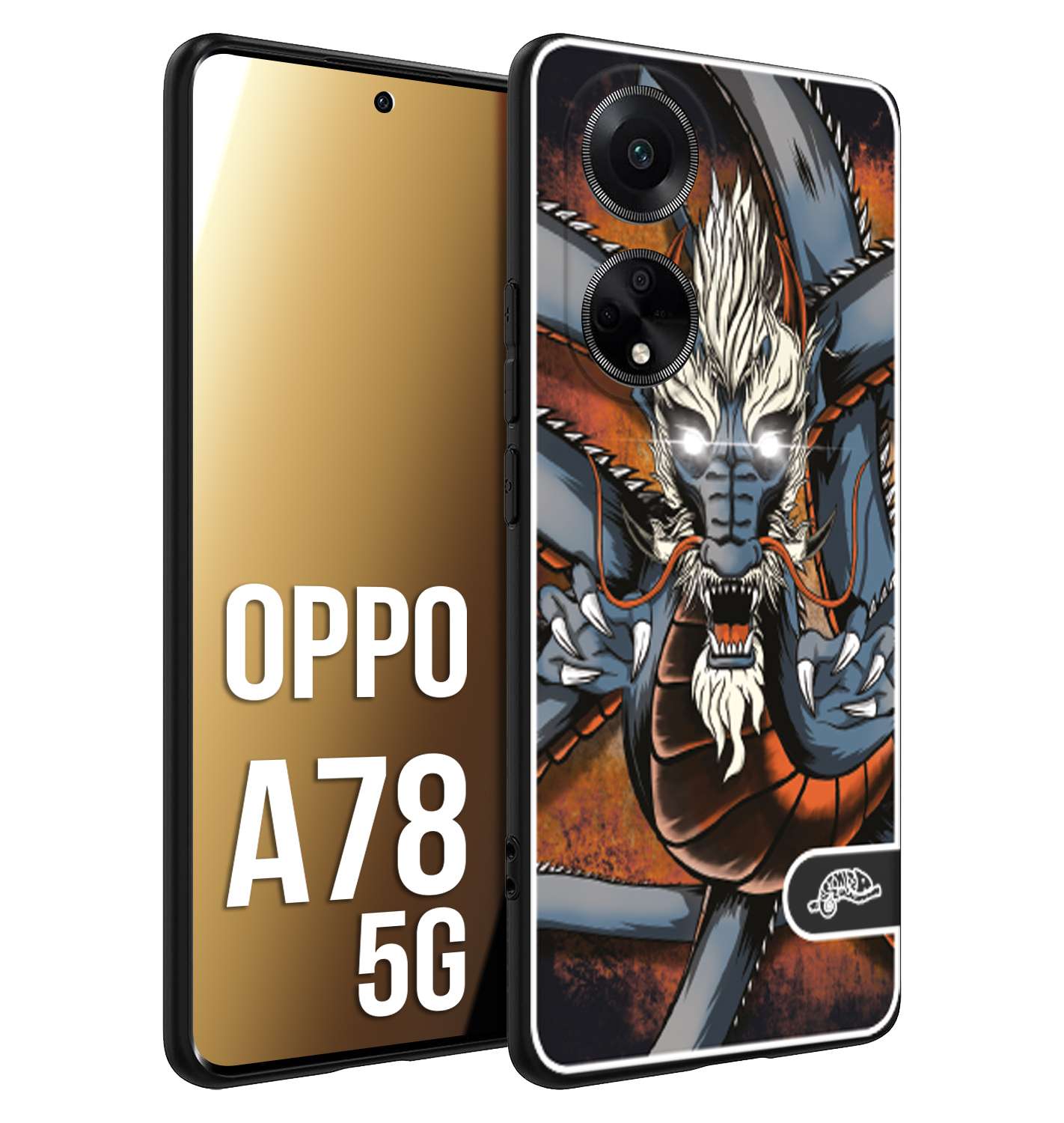 CUSTOMIZZA - Custodia cover nera morbida in tpu compatibile per Oppo A78 5G drago giapponese tattoo japan dragon