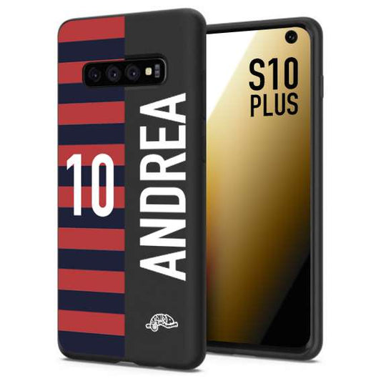 CUSTOMIZZA - Custodia cover nera morbida in tpu compatibile per Samsung S10 PLUS personalizzata calcio football nome e numero calciatori rossoblu