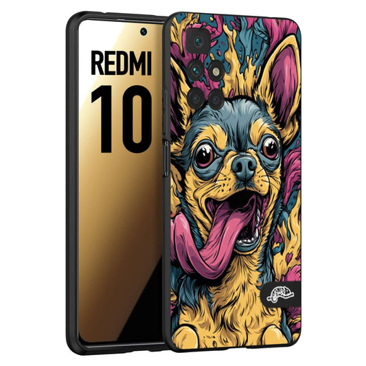 CUSTOMIZZA - Custodia cover nera morbida in tpu compatibile per Xiaomi Redmi 10 Chihuahua illustrazione cane pop art cane street art cartone animato