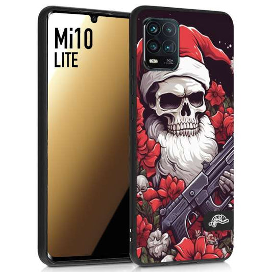 CUSTOMIZZA - Custodia cover nera morbida in tpu compatibile per Xiaomi Mi 10 LITE teschio natale santa claus fiori tattoo disegnato