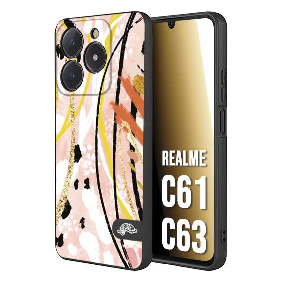 CUSTOMIZZA - Custodia cover nera morbida in tpu compatibile per Oppo C61 - C63 fiori astratti donna zebrato leopardato fantasia dorata gialla rosa colorata