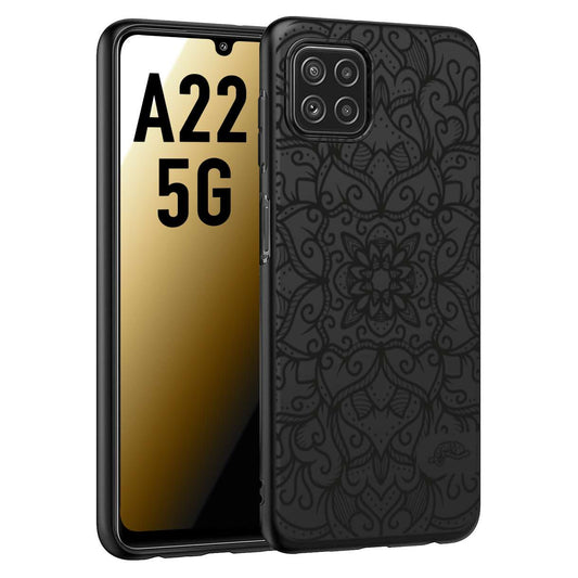 CUSTOMIZZA - Custodia cover nera morbida in tpu compatibile per Samsung A22 5G mandala nero fiore vedo non vedo donna