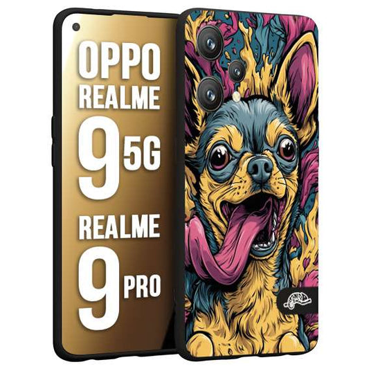 CUSTOMIZZA - Custodia cover nera morbida in tpu compatibile per Realme 9 5G - 9 PRO Chihuahua illustrazione cane pop art cane street art cartone animato