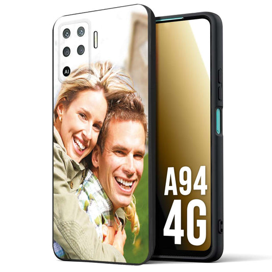 CUSTOMIZZA - Custodia cover nera morbida in tpu compatibile per Oppo A94 4G personalizzata con foto immagine scritta a piacere