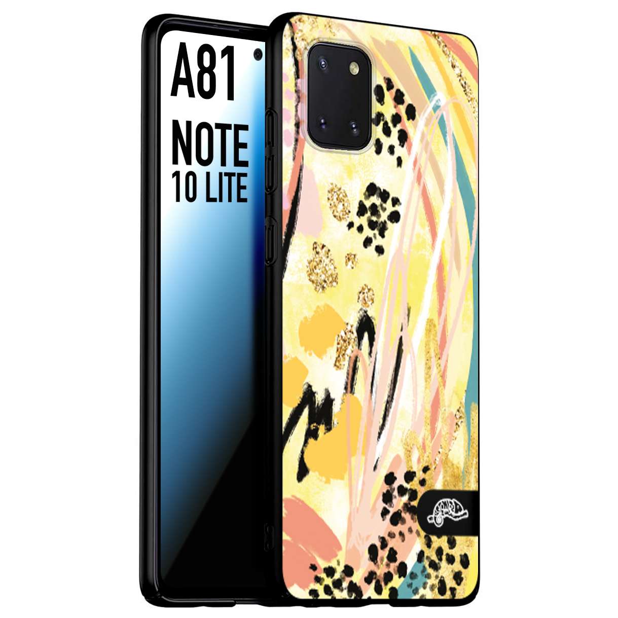 CUSTOMIZZA - Custodia cover nera morbida in tpu compatibile per Samsung A81 - Note 10 Lite astratti donna flower fantasia estate gialla rosa leopardata