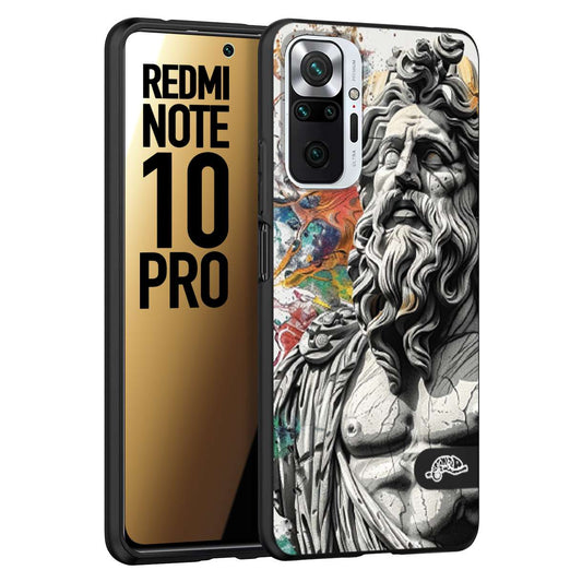 CUSTOMIZZA - Custodia cover nera morbida in tpu compatibile per Xiaomi Redmi Note 10 PRO statua colorata moderna antico tattoo splash color