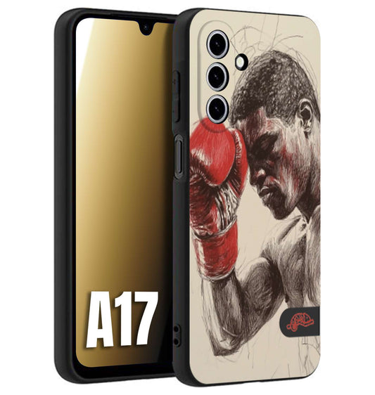 CUSTOMIZZA - Custodia cover nera morbida in tpu compatibile per Samsung A17 pugilato pugili disegno tattoo guantoni boxer pesi massimi
