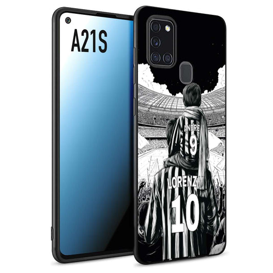 CUSTOMIZZA - Custodia cover nera morbida in tpu compatibile per Samsung A21S personalizzata calcio football nome e numero calciatori bianconeri bianca e nera